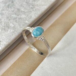 925 sterling silver natural Larimar ring US 11 BOHO